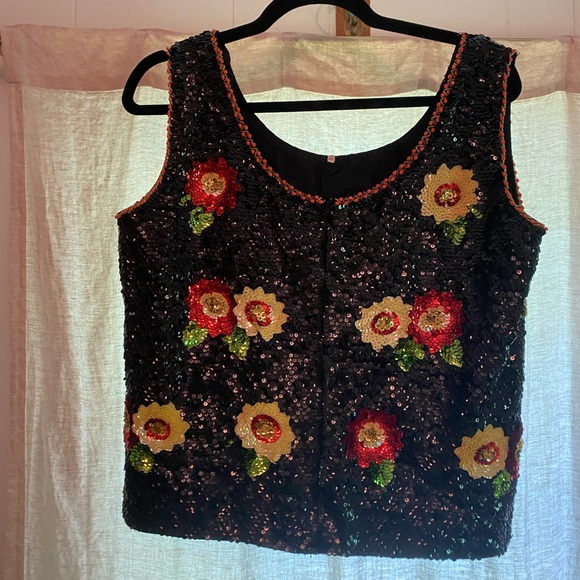Vintage sequin floral vest - Picture 1 of 6